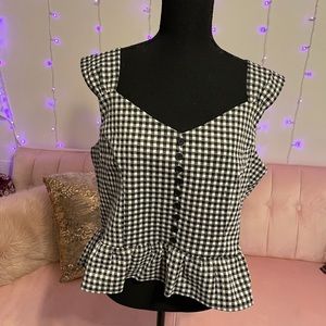Plus Size Forever21 Black and White Gingham Crop Top 3X